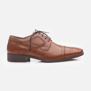 Pantofi eleganți bărbați din piele naturală - 3101 Cognac Box