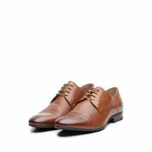 Pantofi eleganti barbati din piele naturala,Leofex - 891 Cognac Box