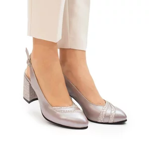 Pantofi eleganti dama decupati din piele naturala - 2050 Taupe box