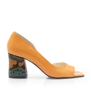 Pantofi eleganti dama,decupati,din piele naturala - 21114 Galben Box