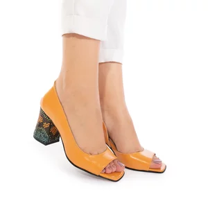 Pantofi eleganti dama,decupati,din piele naturala - 21114 Galben Box