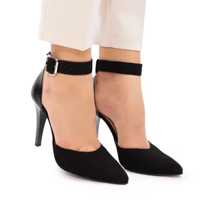 Pantofi eleganti dama decupati din piele naturala - 63175 Negru velur box