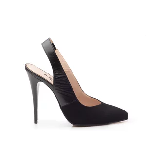 Pantofi eleganti dama decupati din piele naturala - 68175 Negru Box Velur