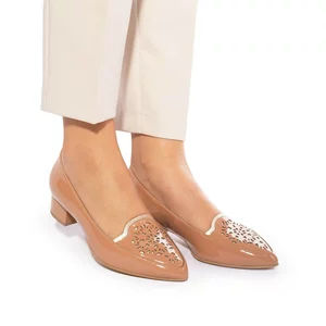 Pantofi eleganți damă din piele naturală -  0291-3 Capuccino Lac