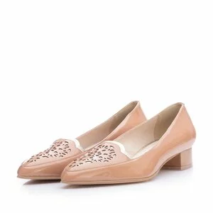 Pantofi eleganți damă din piele naturală -  0291-3 Capuccino Lac