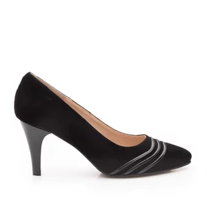 Pantofi eleganti dama din piele naturala -16216 Negru Velur Lac