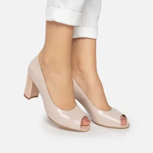 Pantofi eleganți damă din piele naturală - 176 Roz + Auriu Box