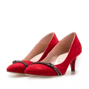 Pantofi eleganți damă din piele naturală - 180 Roșu Velur