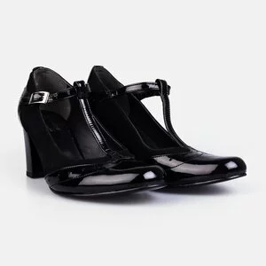 Pantofi  eleganti dama din piele naturala - 181 negru lac velur