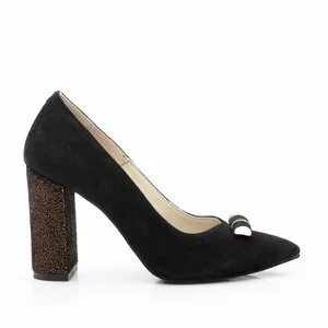Pantofi eleganti dama din piele naturala  -  1866 Negru Velur