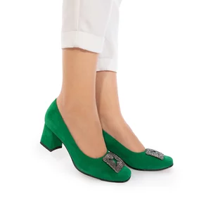 Pantofi eleganti dama din piele naturala - 1907-2 verde velur