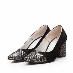 Pantofi eleganti dama din piele naturala - 1997 Negru Mozaic Velur