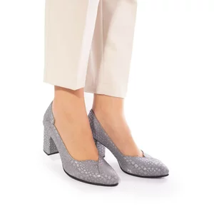 Pantofi eleganți damă din piele naturală - 2001 Argintiu Box