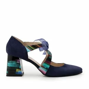Pantofi eleganti dama din piele naturala - 21100 Blue box+velur