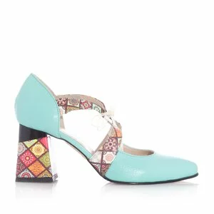 Pantofi eleganti dama din piele naturala - 21100 Turcoaz Box