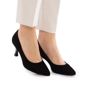 Pantofi eleganți damă din piele naturală - 21165 Negru Velur