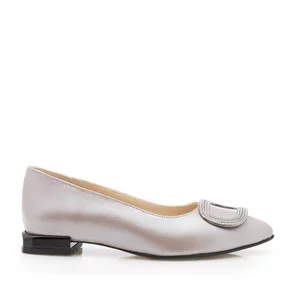 Pantofi eleganti dama din piele naturala - 21170 Taupe metalizat box