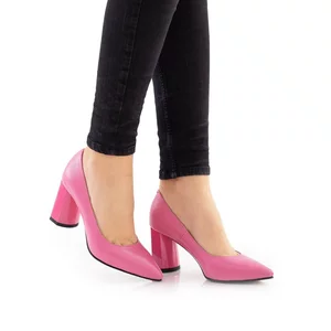 Pantofi eleganți dama din piele naturala - 21174 Roz Box