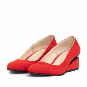 Pantofi eleganti dama din piele naturala - 2161 Rosu velur