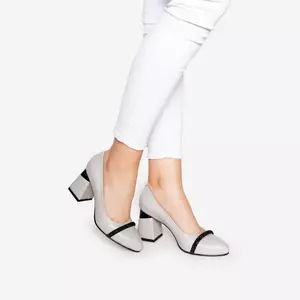 Pantofi eleganți damă din piele naturală - 2216 Gri Deschis Box