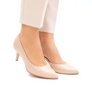 Pantofi eleganti dama din piele naturala - 2462 Nude Box sidefat