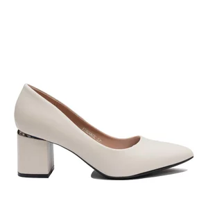 Pantofi eleganți damă din piele naturală - 4396 Bej Box