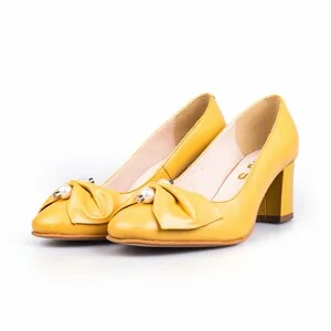 Pantofi eleganti dama din piele naturala  - 450 mustar box