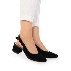 Pantofi eleganti dama din piele naturala - 626-3 Negru Velur
