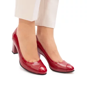 Pantofi eleganti dama din piele naturala -736 Grena Box Lac