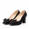 Pantofi eleganți damă din piele naturală, Leofex  - 814 Negru Velur