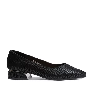 Pantofi eleganți damă din piele naturală, Karisma - 4427 Negru Velur Raiat