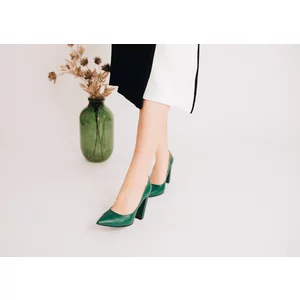 Pantofi eleganti dama din piele naturala, Leofex - 871 Verde box