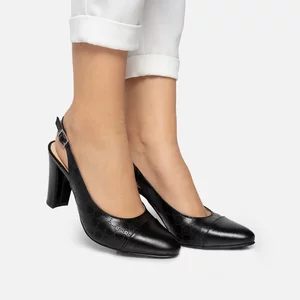 Pantofi eleganți decupați damă din piele naturală - 175 Negru Box Perforat