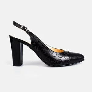 Pantofi  eleganti  decupati dama din piele naturala  - 175 negru box perforat