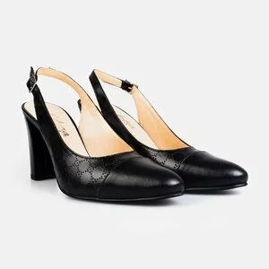 Pantofi  eleganti  decupati dama din piele naturala  - 175 negru box perforat