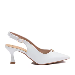 Pantofi eleganți decupați damă din piele naturală - 4394 Alb Box
