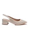 Pantofi eleganți decupați damă din piele naturală, Karisma - 4388 Bej Box Perforat