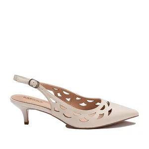 Pantofi eleganți decupați damă din piele naturală, Karisma - 4389 Bej Box Perforat