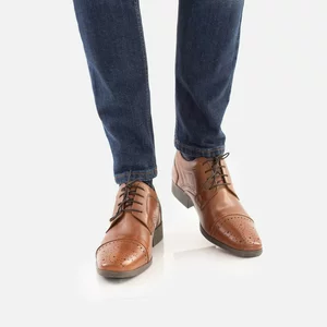 Pantofi eleganți bărbați din piele naturală - 3101 Cognac Box