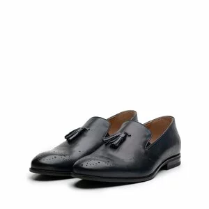 Pantofi eleganti barbati din piele naturala cu ciucuri, Leofex - 899 blue box