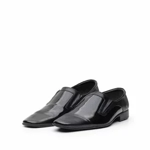 Pantofi eleganti din piele naturala cu varf patrat, Leofex - 604-2 negru lac+box