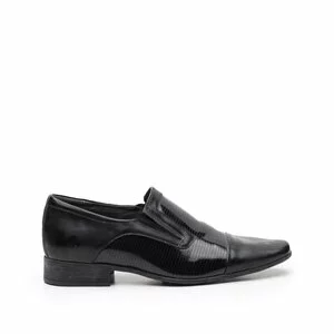 Pantofi eleganti din piele naturala cu varf patrat, Leofex - 604-2 negru lac+box