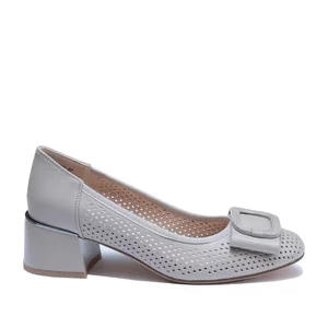 Pantofi eleganți perforați damă din piele naturală - 4398 Taupe Box Perforat