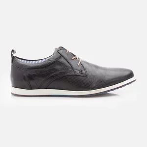 Pantofi sport bărbați din piele naturală - 21306 Negru Perforat Box