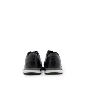 Pantofi sport barbati din piele naturala cu siret pana in varf, Leofex - 517-1 Negru Box