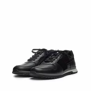 Pantofi sport barbati din piele naturala, Leofex - 668 Negru Box Velur