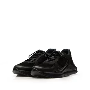 Pantofi sport barbati din piele naturala, Leofex - 672 Negru Box Velur