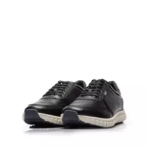 Pantofi sport barbati din piele naturala, Leofex - 884 Negru box