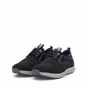Pantofi sport barbati din piele naturala, Leofex - 942  Negru Velur