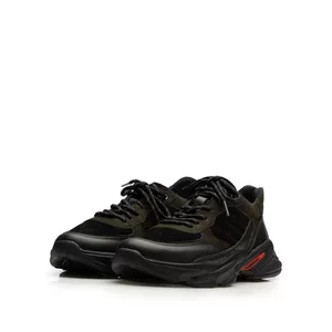 Pantofi sport barbati din piele naturala, Leofex - Mostra 672 Negru Box Velur